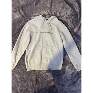 PrettyLittleThing Ash Grey Embroidered Graphic Hoodie Size Small